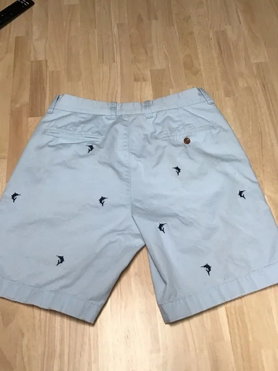 J. Crew Light Blue Embroidered Marlin Flat-Front Shorts - Picture 2 of 2